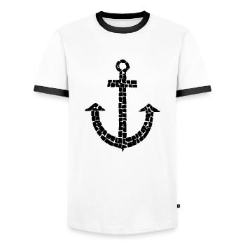 Anker Mosaik schwarz maritim Kapitän Hoffnung - Männer Kontrast-T-Shirt - Weiß/Schwarz - Vorne - AI Model Female 172 light (172cm) & AI Model Male 178 dark (178cm)