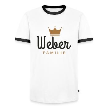 Weber-Familie - Männer Kontrast-T-Shirt - Weiß/Schwarz - Vorne - AI Model Female 172 light (172cm) & AI Model Male 178 dark (178cm)