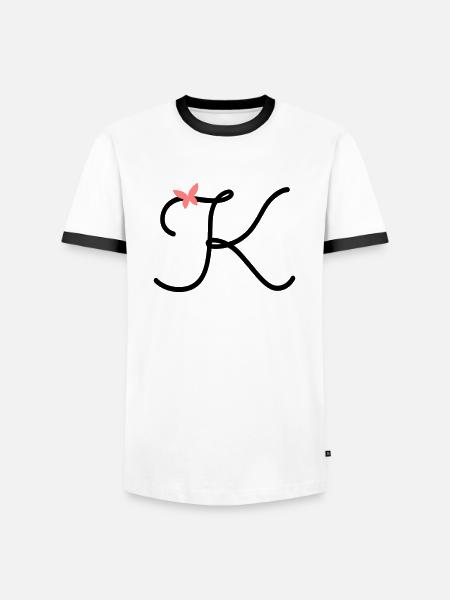 Buchstabe K Schmetterlingsbuchstabe - Männer Kontrast-T-Shirt - Weiß/Schwarz