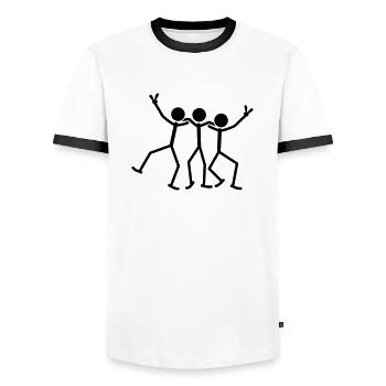 Party Team Friends - Men's Ringer Shirt - white/black - Front - AI Model Female 172 light (172cm) & AI Model Male 178 dark (178cm)
