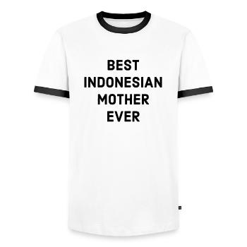 Meilleure mère indonésienne - T-shirt contrasté Homme - blanc/noir - Devant - AI Model Female 172 light (172cm) & AI Model Male 178 dark (178cm)