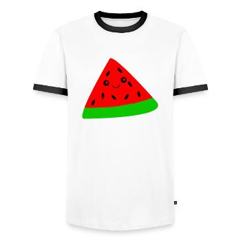 Melone - Männer Kontrast-T-Shirt - Weiß/Schwarz - Vorne - AI Model Female 172 light (172cm) & AI Model Male 178 dark (178cm)