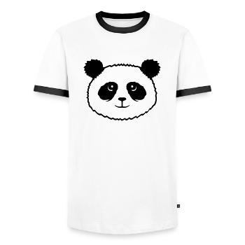 Panda Bear Face Mignon Tête Mignon Sourire Mignon Nice - T-shirt contrasté Homme - blanc/noir - Devant - AI Model Female 172 light (172cm) & AI Model Male 178 dark (178cm)