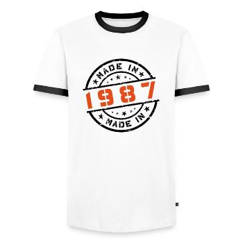 Geburtsjahr Geburtstag Born In - Made in 1987 - Männer Kontrast-T-Shirt - Weiß/Schwarz - Vorne - AI Model Female 172 light (172cm) & AI Model Male 178 dark (178cm)