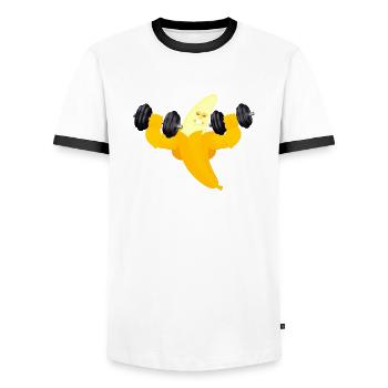 Power Banane - Männer Kontrast-T-Shirt - Weiß/Schwarz - Vorne - AI Model Female 172 light (172cm) & AI Model Male 178 dark (178cm)