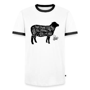 l'Amour - T-shirt contrasté Homme - blanc/noir - Devant - AI Model Female 172 light (172cm) & AI Model Male 178 dark (178cm)