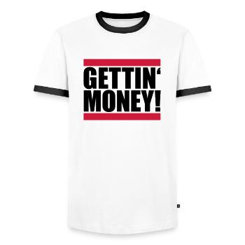 bar dollar gettin argent signe argent riche argent - T-shirt contrasté Homme - blanc/noir - Devant - AI Model Female 172 light (172cm) & AI Model Male 178 dark (178cm)