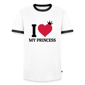 I love my Princess - Männer Kontrast-T-Shirt - Weiß/Schwarz - Vorne - AI Model Female 172 light (172cm) & AI Model Male 178 dark (178cm)