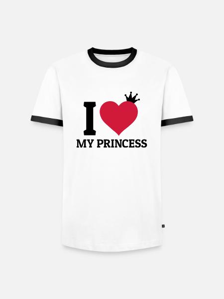 I love my Princess jag älskar min prinsessa - Kontrast-T-shirt herr - vit/svart