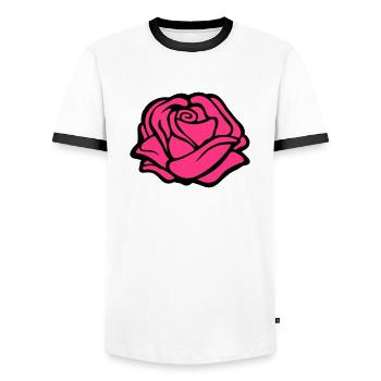 rose design - Männer Kontrast-T-Shirt - Weiß/Schwarz - Vorne - AI Model Female 172 light (172cm) & AI Model Male 178 dark (178cm)