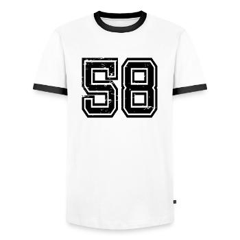 58 Look usé Sivas - T-shirt contrasté Homme - blanc/noir - Devant - AI Model Female 172 light (172cm) & AI Model Male 178 dark (178cm)