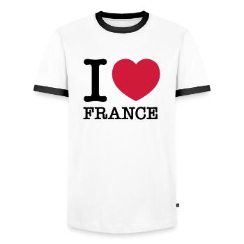 I love france - Männer Kontrast-T-Shirt - Weiß/Schwarz - Vorne - AI Model Female 172 light (172cm) & AI Model Male 178 dark (178cm)