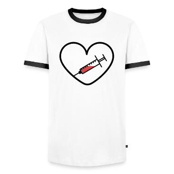 Impfstoff Virus Covid Herz Befürworter Design - Männer Kontrast-T-Shirt - Weiß/Schwarz - Vorne - AI Model Female 172 light (172cm) & AI Model Male 178 dark (178cm)