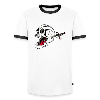 crane transperce dague tete de mort old school - T-shirt contrasté Homme - blanc/noir - Devant - AI Model Female 172 light (172cm) & AI Model Male 178 dark (178cm)