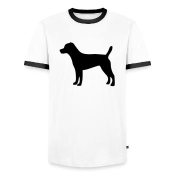 Patterdale Terrier - Männer Kontrast-T-Shirt - Weiß/Schwarz - Vorne - AI Model Female 172 light (172cm) & AI Model Male 178 dark (178cm)
