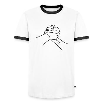 Poignée de main - T-shirt contrasté Homme - blanc/noir - Devant - AI Model Female 172 light (172cm) & AI Model Male 178 dark (178cm)