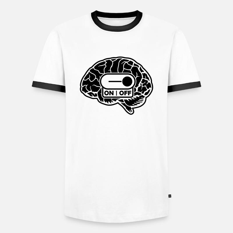 On Off Brain - Men's Ringer Shirt - white/black
