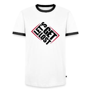 Lets Get Lost - Men's Ringer Shirt - white/black - Front - AI Model Female 172 light (172cm) & AI Model Male 178 dark (178cm)