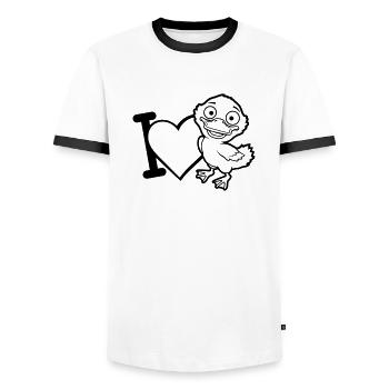 Comic I Love Entenküken - Männer Kontrast-T-Shirt - Weiß/Schwarz - Vorne - AI Model Female 172 light (172cm) & AI Model Male 178 dark (178cm)