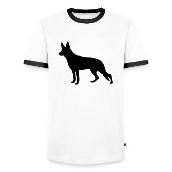 Alsatian - Men's Ringer Shirt - white/black - Front - AI Model Female 172 light (172cm) & AI Model Male 178 dark (178cm)