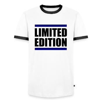 Limited Edition - Men's Ringer Shirt - white/black - Front - AI Model Female 172 light (172cm) & AI Model Male 178 dark (178cm)