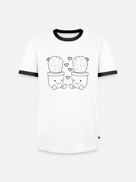 Cacti in love - Men's Ringer Shirt - white/black
