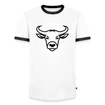 Buffle - T-shirt contrasté Homme - blanc/noir - Devant - AI Model Female 172 light (172cm) & AI Model Male 178 dark (178cm)