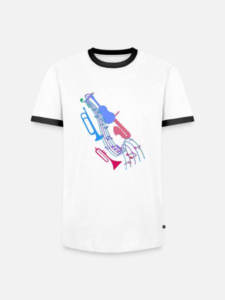 Jazz,Instrumente,Noten,Guitarre,Musik - Männer Kontrast-T-Shirt - Weiß/Schwarz