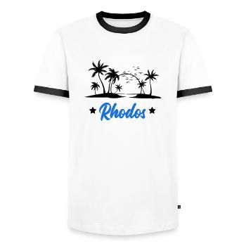 rhodos - Männer Kontrast-T-Shirt - Weiß/Schwarz - Vorne - AI Model Female 172 light (172cm) & AI Model Male 178 dark (178cm)