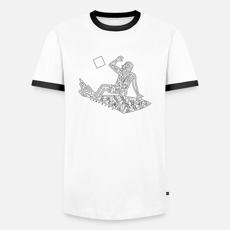 Surfer Maze (schwarze Version) - Männer Kontrast-T-Shirt - Weiß/Schwarz
