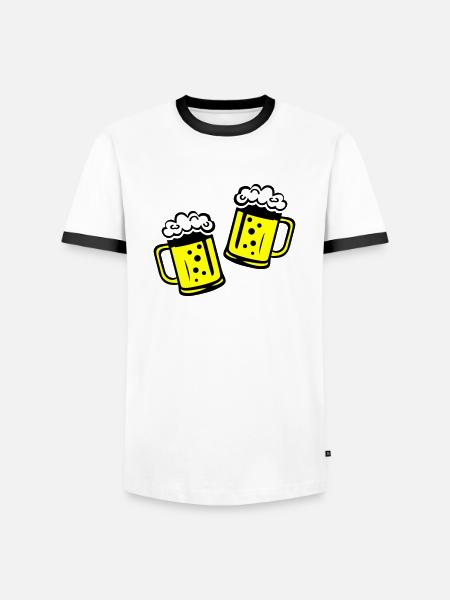 Bier Bierkrug Prost - Männer Kontrast-T-Shirt - Weiß/Schwarz