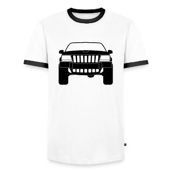 Grand Cherokee WJ - Männer Kontrast-T-Shirt - Weiß/Schwarz - Vorne - AI Model Female 172 light (172cm) & AI Model Male 178 dark (178cm)