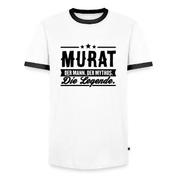 Man Myth Legend Murat - T-shirt contrasté Homme - blanc/noir - Devant - AI Model Female 172 light (172cm) & AI Model Male 178 dark (178cm)