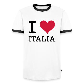 I Love Italia - Men's Ringer Shirt - white/black - Front - AI Model Female 172 light (172cm) & AI Model Male 178 dark (178cm)