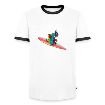 surfin elephant - Männer Kontrast-T-Shirt - Weiß/Schwarz - Vorne - AI Model Female 172 light (172cm) & AI Model Male 178 dark (178cm)