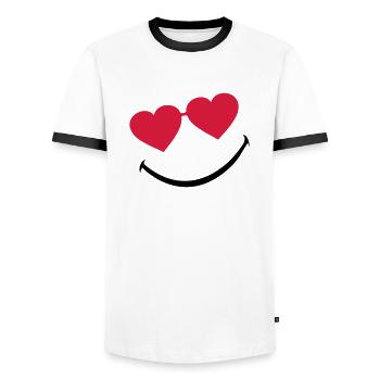 smileface_5 - Männer Kontrast-T-Shirt - Weiß/Schwarz - Vorne - AI Model Female 172 light (172cm) & AI Model Male 178 dark (178cm)
