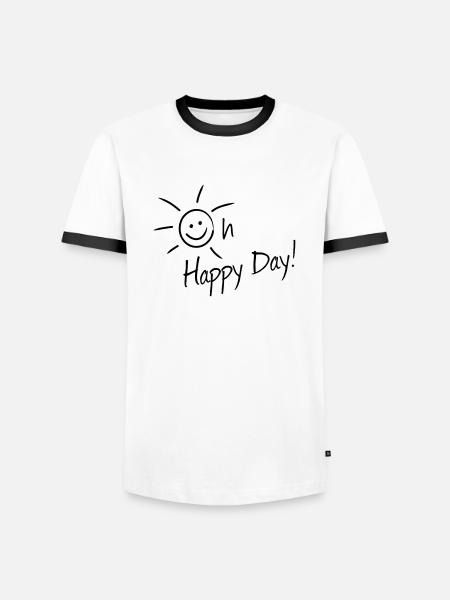 Oh Happy Day - Männer Kontrast-T-Shirt - Weiß/Schwarz