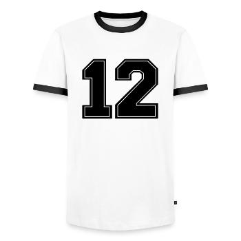 12_nr_2 - T-shirt contrasté Homme - blanc/noir - Devant - AI Model Female 172 light (172cm) & AI Model Male 178 dark (178cm)