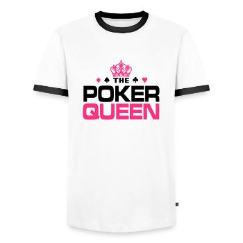 Poker Queen - Männer Kontrast-T-Shirt - Weiß/Schwarz - Vorne - AI Model Female 172 light (172cm) & AI Model Male 178 dark (178cm)
