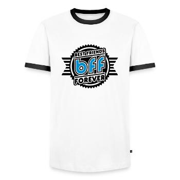Best Friends Forever (Emblem) - Men's Ringer Shirt - white/black - Front - AI Model Female 172 light (172cm) & AI Model Male 178 dark (178cm)