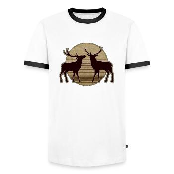 Cerf - T-shirt contrasté Homme - blanc/noir - Devant - AI Model Female 172 light (172cm) & AI Model Male 178 dark (178cm)