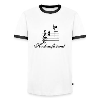 Hochauflösend - Männer Kontrast-T-Shirt - Weiß/Schwarz - Vorne - AI Model Female 172 light (172cm) & AI Model Male 178 dark (178cm)