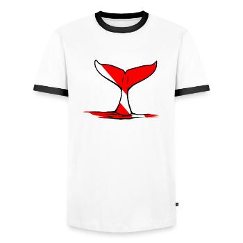Whale Fin by Scuba.Style - Men's Ringer Shirt - white/black - Front - AI Model Female 172 light (172cm) & AI Model Male 178 dark (178cm)