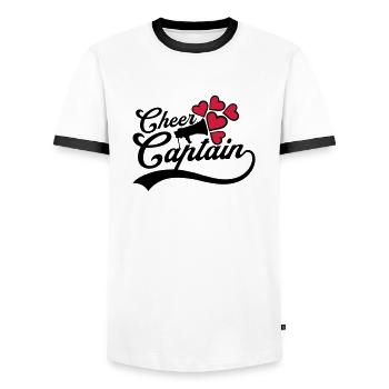 Cheer cheering On Cheer Captain Megafon - Men's Ringer Shirt - white/black - Front - AI Model Female 172 light (172cm) & AI Model Male 178 dark (178cm)