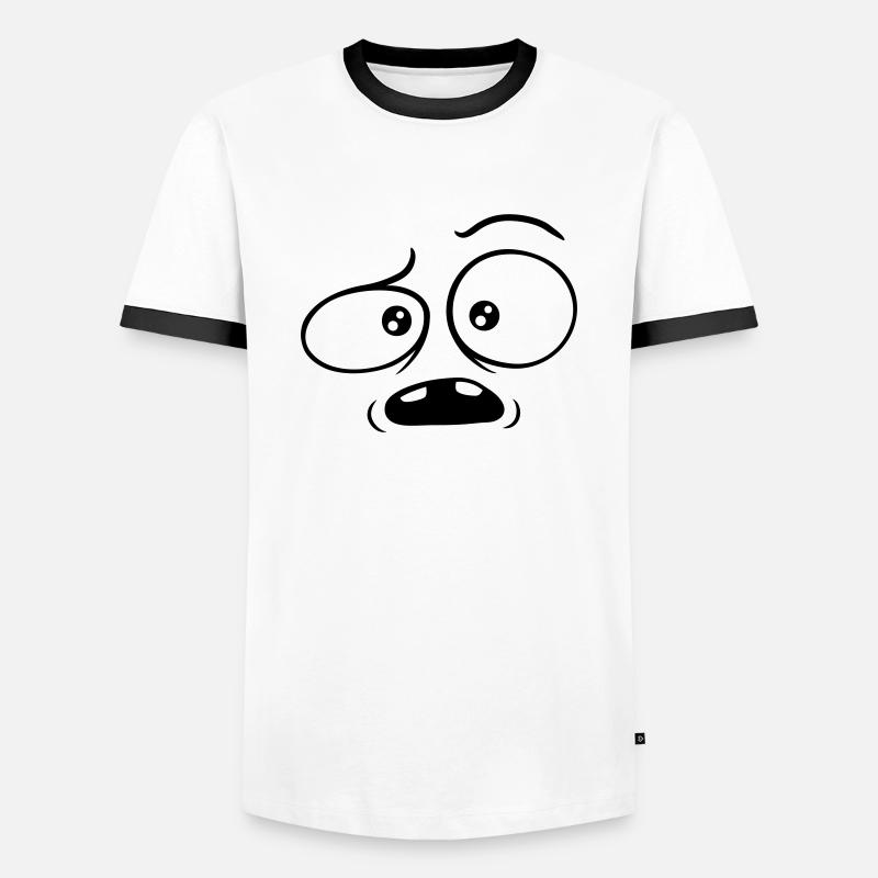 Confused skeptical comic face - Men's Ringer Shirt - white/black