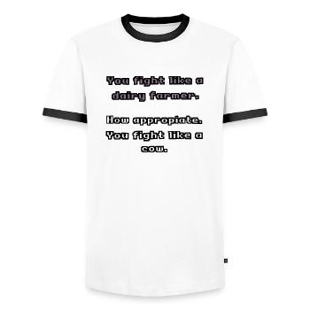 Dairy Farmer 4 - Männer Kontrast-T-Shirt - Weiß/Schwarz - Vorne - AI Model Female 172 light (172cm) & AI Model Male 178 dark (178cm)