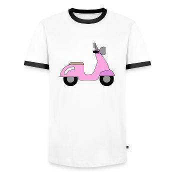 pink Mofa Design / Motorrad Design - Männer Kontrast-T-Shirt - Weiß/Schwarz - Vorne - AI Model Female 172 light (172cm) & AI Model Male 178 dark (178cm)