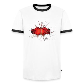 Boxe, Poids lourd, Cruiserweight, Arbitre - T-shirt contrasté Homme - blanc/noir - Devant - AI Model Female 172 light (172cm) & AI Model Male 178 dark (178cm)