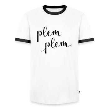 plem plem - Männer Kontrast-T-Shirt - Weiß/Schwarz - Vorne - AI Model Female 172 light (172cm) & AI Model Male 178 dark (178cm)