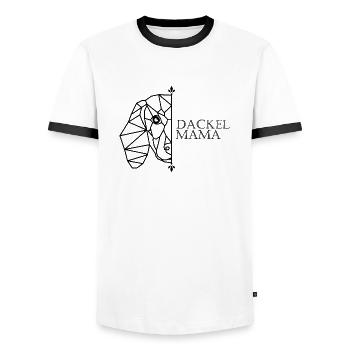 Dackel Mama Polygon - Männer Kontrast-T-Shirt - Weiß/Schwarz - Vorne - AI Model Female 172 light (172cm) & AI Model Male 178 dark (178cm)
